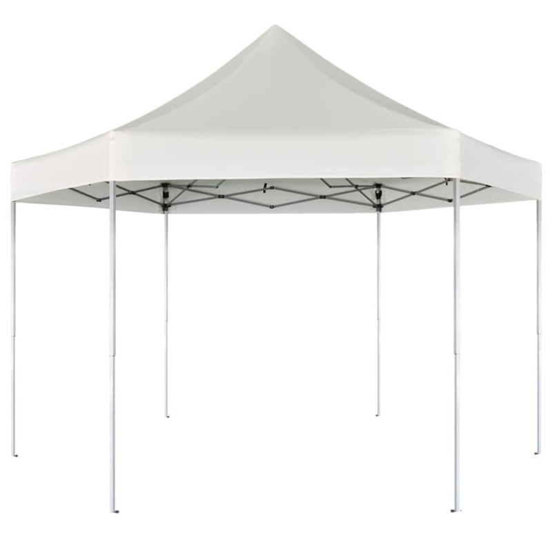 Gazebo Esagonale Pop-Up Pieghevole Bianco Crema 3,6x3,1 m