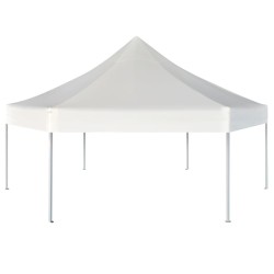 Gazebo Esagonale Pop-Up Pieghevole Bianco Crema 3,6x3,1 m