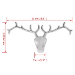 Decorazione Testa Cervo con Ganci a Parete Alluminio Argentato