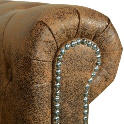   Divano Chesterfield a 3 Posti in Finta Pelle Marrone