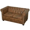   Divano Chesterfield a 2 Posti in Finta Pelle Marrone