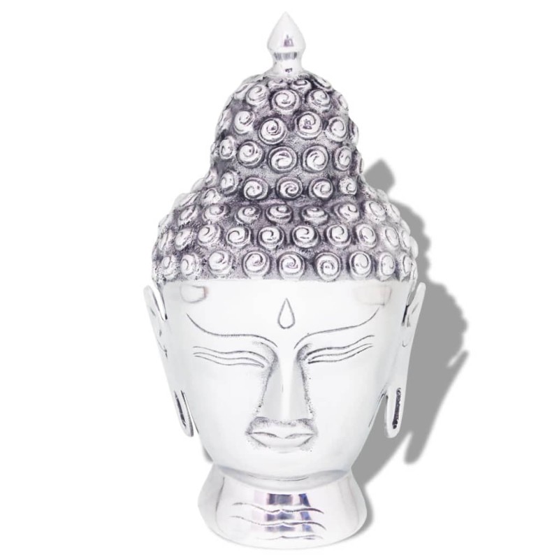 Testa di Buddha Decorazione in Alluminio Argento