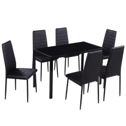   Set Tavolo da Pranzo 7 Pezzi Nero