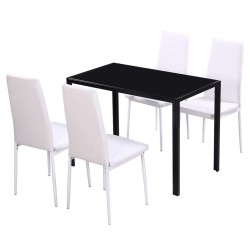 Set Tavolo da Pranzo 5 Pezzi Nero e Bianco