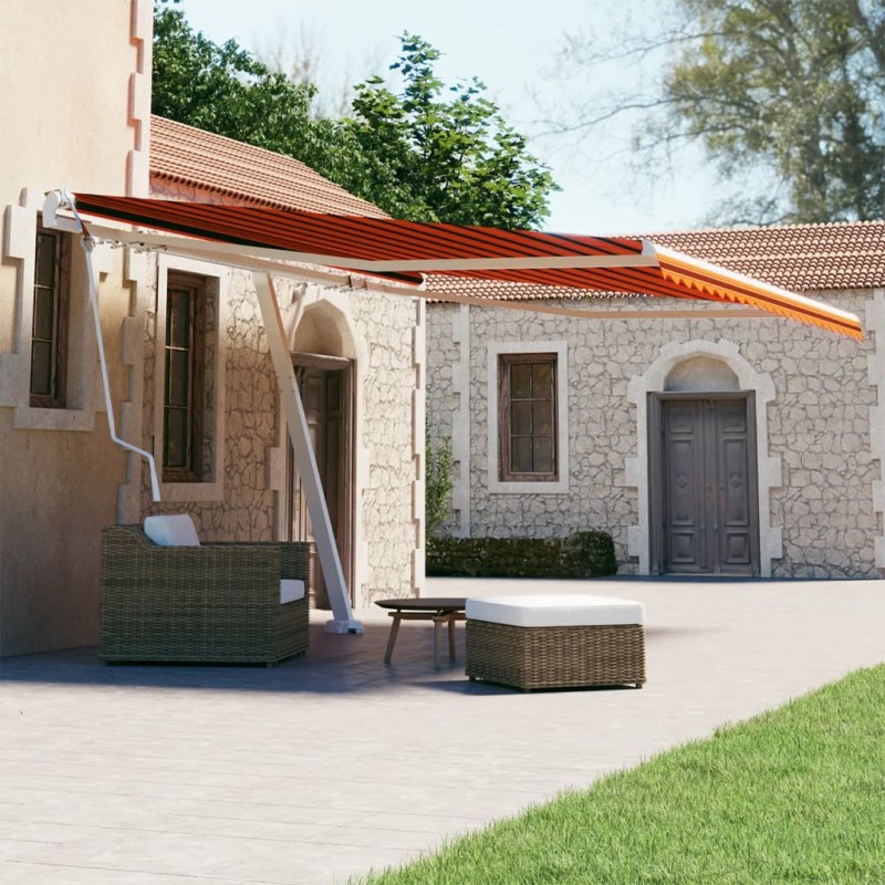 Tenda Retrattile Automatica con Palo 400x300 cm Arancio Marrone