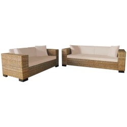   Set Divani a 2 e 3 Posti in Vero Rattan