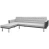 Divano Letto Angolare in Tessuto 218x155x69 cm Nero e Grigio