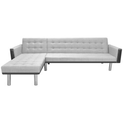 Divano Letto Angolare in Tessuto 218x155x69 cm Nero e Grigio