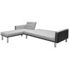 Divano Letto Angolare in Tessuto 218x155x69 cm Nero e Grigio