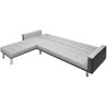 Divano Letto Angolare in Tessuto 218x155x69 cm Nero e Grigio