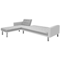   Divano Letto ad Angolo Tessuto 218x155x69 cm Bianco e Grigio