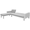   Divano Letto ad Angolo Tessuto 218x155x69 cm Bianco e Grigio