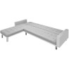   Divano Letto ad Angolo Tessuto 218x155x69 cm Bianco e Grigio