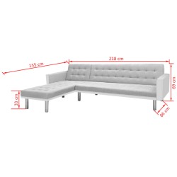   Divano Letto ad Angolo Tessuto 218x155x69 cm Bianco e Grigio