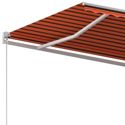 Tenda Retrattile Automatica con Pali 4x3 m Arancio e Marrone