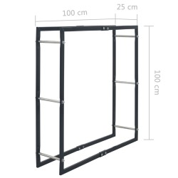 Rastrelliera per Legna da Ardere Nera 100x25x100 cm in Acciaio