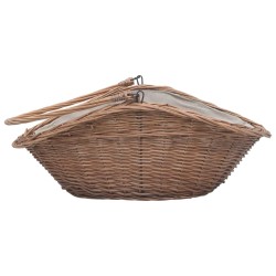 vidaXL Cesta Legna da Ardere con Manico 60x44x55 cm Naturale in Salice