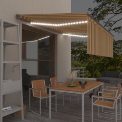 Tenda Automatica Parasole Sensore Vento e LED 4x3m GiallaBianca