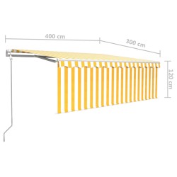 Tenda da Sole Retrattile Manuale e Parasole 4x3 m Gialla Bianca