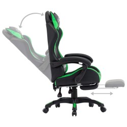 vidaXL Sedia da Gaming con Poggiapiedi Verde e Nera in Similpelle