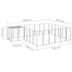 vidaXL Gabbia per Cani Argento 12,1 m² in Acciaio