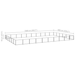 vidaXL Gabbia per Cani Nera 60 m² in Acciaio