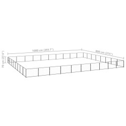 vidaXL Gabbia per Cani Nera 80 m² in Acciaio