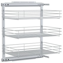 vidaXL Cestino da Cucina in Rete a 3 Livelli Argento 47x35x56 cm