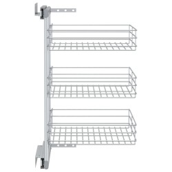 vidaXL Cestino da Cucina in Rete a 3 Livelli Argento 47x35x56 cm