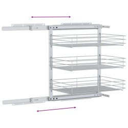 vidaXL Cestino da Cucina in Rete a 3 Livelli Argento 47x35x56 cm