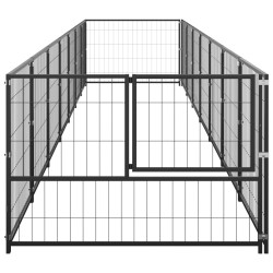 vidaXL Gabbia per Cani Nera 7 m² in Acciaio