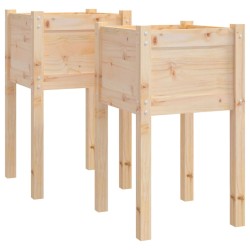 vidaXL Fioriere da Giardino 2 pz 40x40x70 cm in Legno Massello di Pino