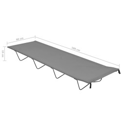 vidaXL Lettino da Campeggio 180x60x19cm Tessuto Oxford e Acciaio Grigio