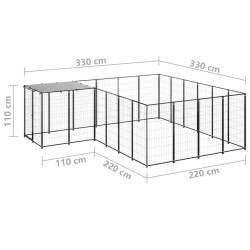 vidaXL Gabbia per Cani Nera 8,47 m² in Acciaio