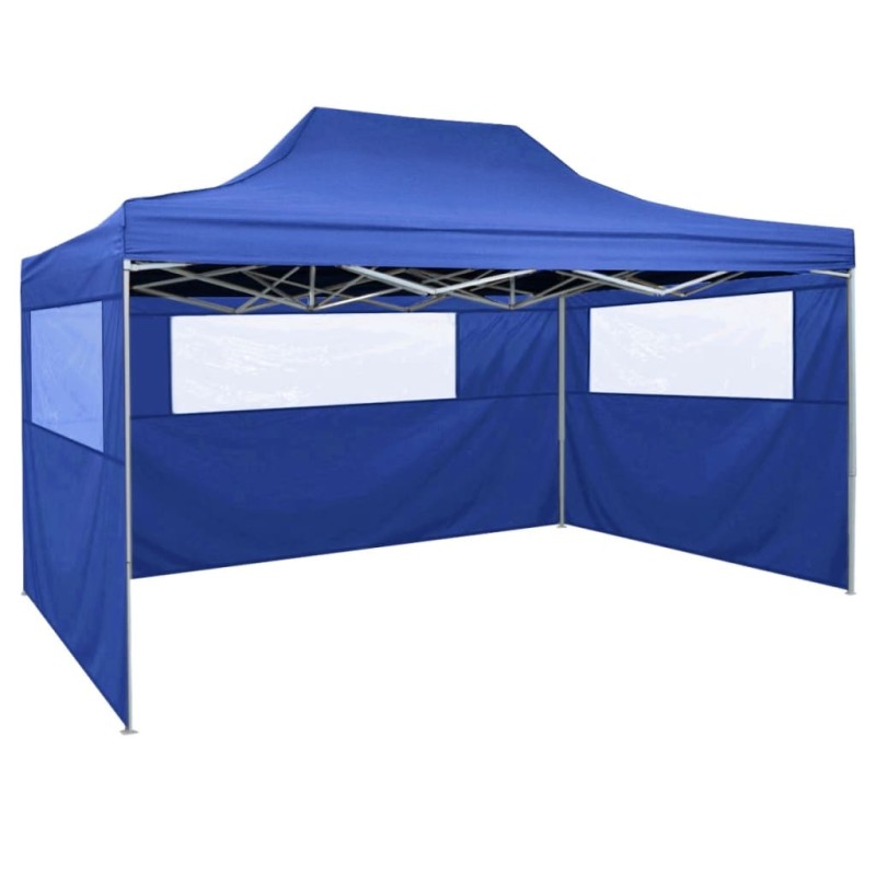 vidaXL Tenda Pieghevole con 3 Pareti 3x4,5 m Blu