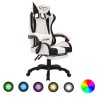 vidaXL Sedia da Gaming con Luci a LED RGB Nera e Bianca in Similpelle