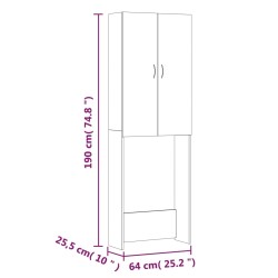 vidaXL Mobile per Lavatrice Rovere Fumo 64x25,5x190 cm