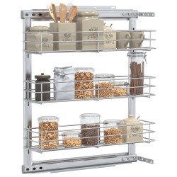 vidaXL Cestino da Cucina in Rete a 3 Livelli Argento 47x15,5x55,5 cm