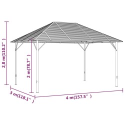 vidaXL Gazebo con Tetto 4x3 m Antracite