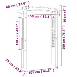 vidaXL Arco a Traliccio 150x60x210 cm in Legno