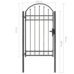 vidaXL Cancello per Recinzione ad Arco in Acciaio 100x175 cm Nero