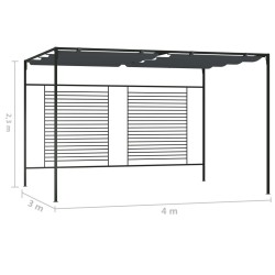 vidaXL Gazebo con Tetto Retrattile 4x3x2,3 m Antracite 180 g/m²