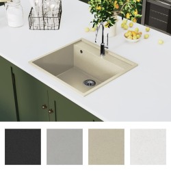 Lavello da Cucina con Foro Troppopieno Beige in Granito