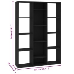 vidaXL Libreria/Divisorio Nero 100x24x140 cm in Truciolato