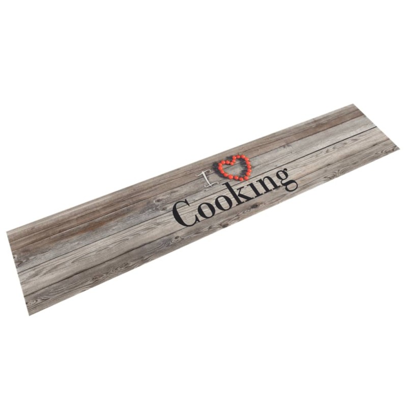 Tappeto da Cucina Lavabile Grigio Cucinare 60x300 cm Velluto