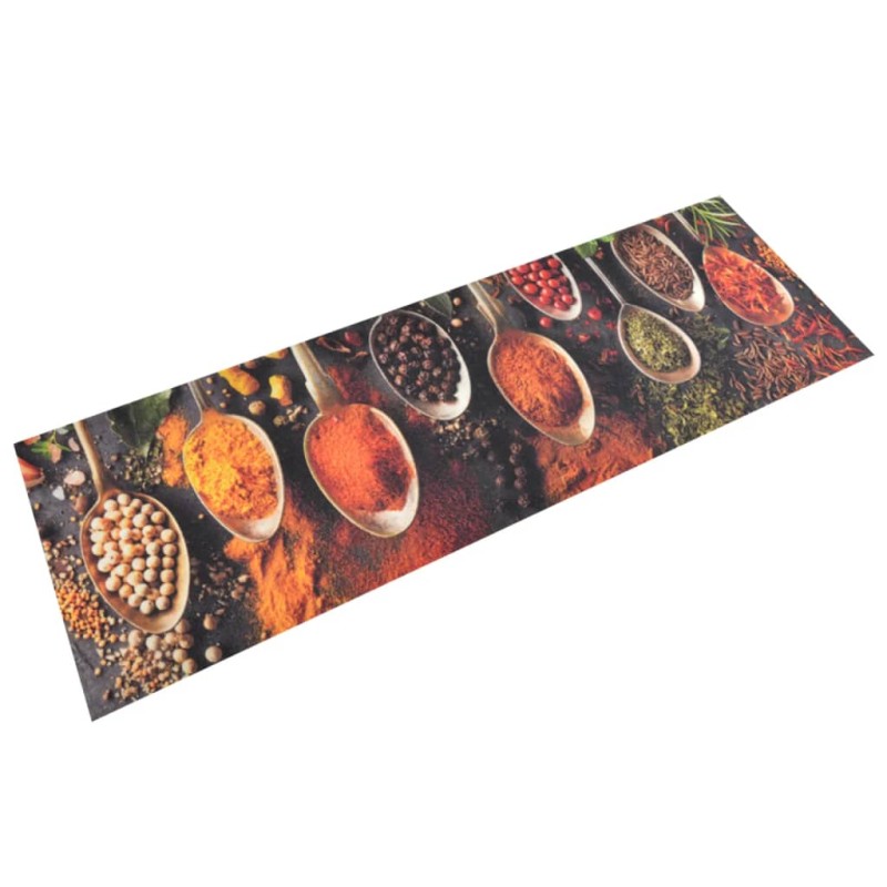 Tappeto da Cucina Lavabile Cucchiai e Spezie 60x180 cm Velluto