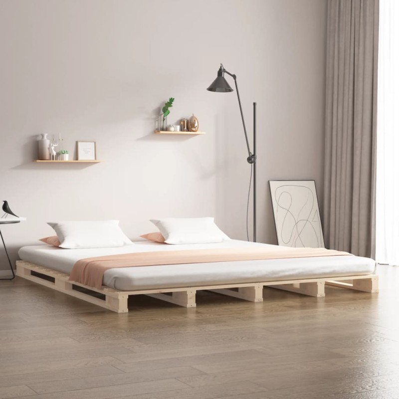 Letto a Pallet 120x190 cm Legno Massello Pino 4FT Small Double