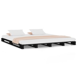 Letto a Pallet Nero 120x190 cm Massello Pino 4FT Small Double