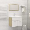 Set Mobili da Bagno 2 pz Bianco e Rovere Sonoma in Truciolato