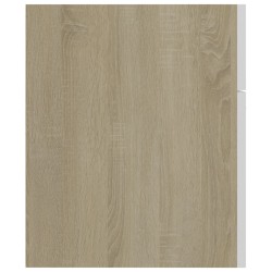 Set Mobili da Bagno 2 pz Bianco e Rovere Sonoma in Truciolato